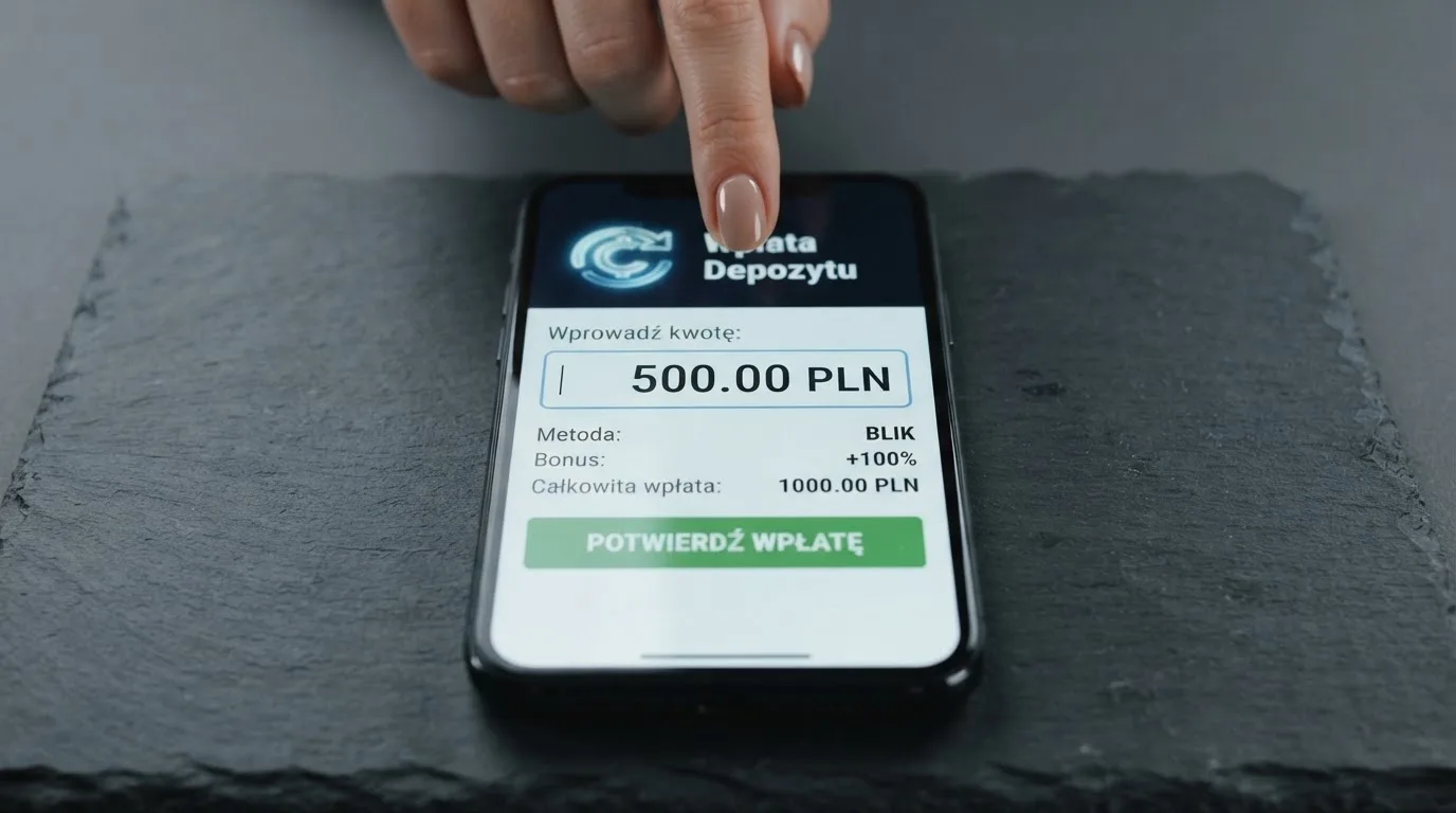 Zbliżenie na formularz wpłaty w kasynie online z polem na adres portfela kryptowalutowego BNB Smart Chain.