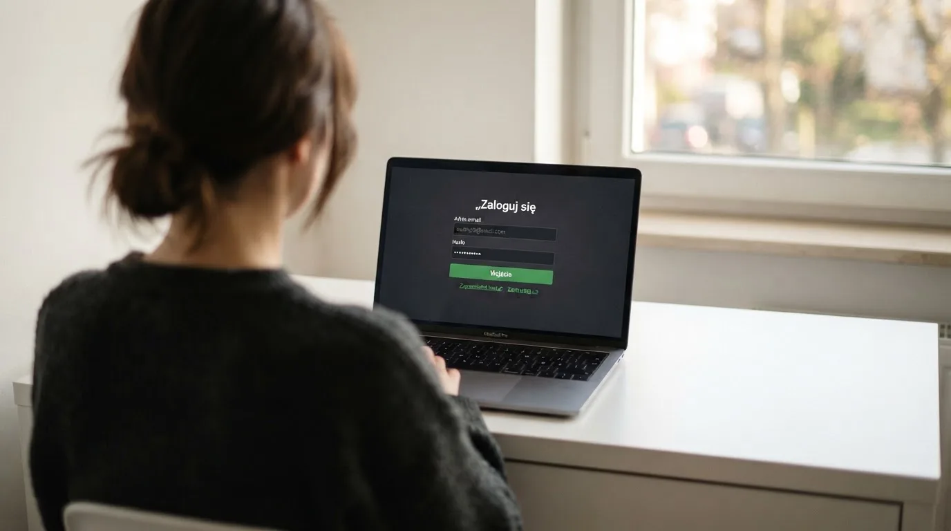 Strona logowania oficjalnej platformy Total Casino na ekranie laptopa, jedynego legalnego kasyna online w Polsce